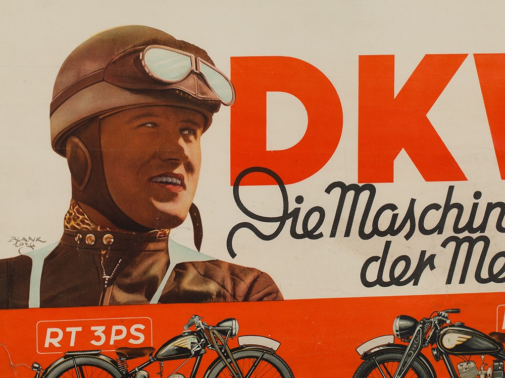 Signed advertising poster DKW motorcycles, 1938/39Germany, 1938/39Offset print on paperSigned - Image 6 of 7