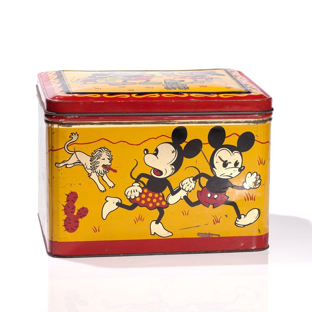 Rare Mickey Mouse Tin Box by Hoffmann, Switzerland, 1930sLithographed tin with gold - Image 8 of 8