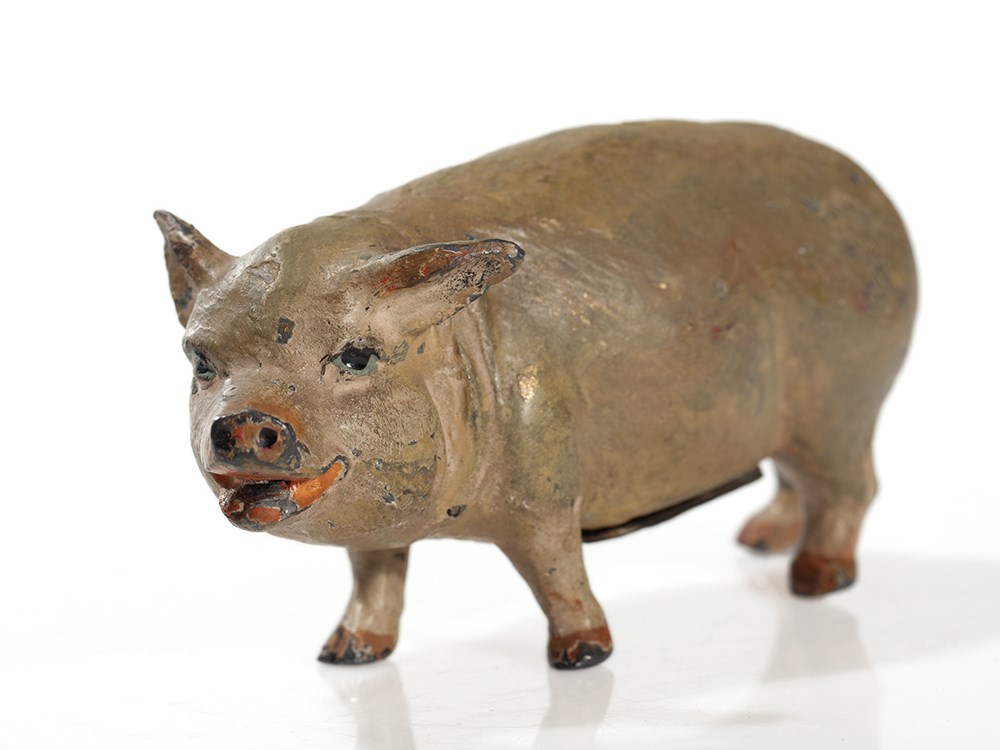 Antique piggy bank, Germany, around 1900 Die-cast zinc, hand colouredGermany, around 1900Beautiful