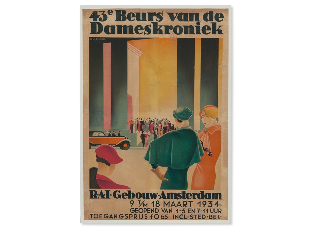 B. Fischer, Advertising Poster, “43e Beurs van de Dameskroniek" Colour lithography on