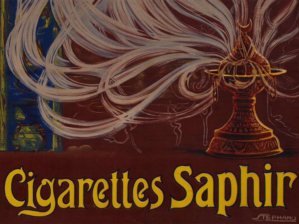 Advertising poster for "Cigarettes Sapphire", Stephano, ca 1925 France, circa 1925Lithography on - Image 3 of 6