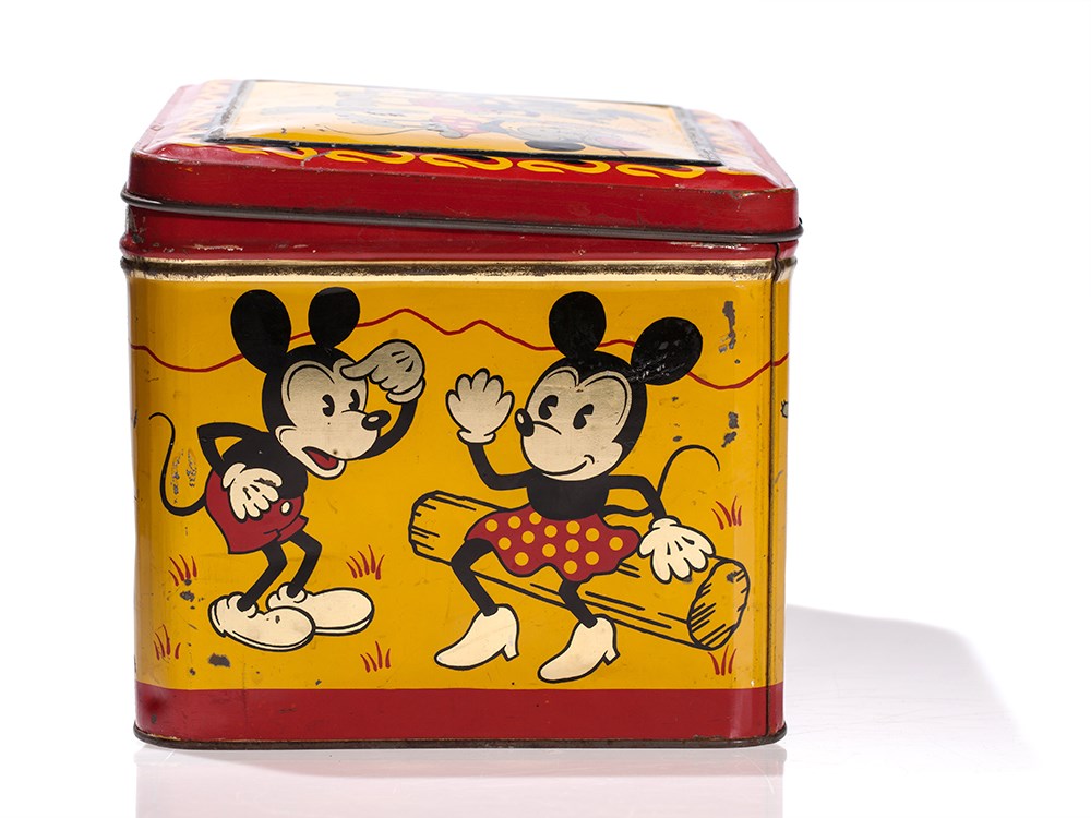 Rare Mickey Mouse Tin Box by Hoffmann, Switzerland, 1930sLithographed tin with gold - Image 2 of 8