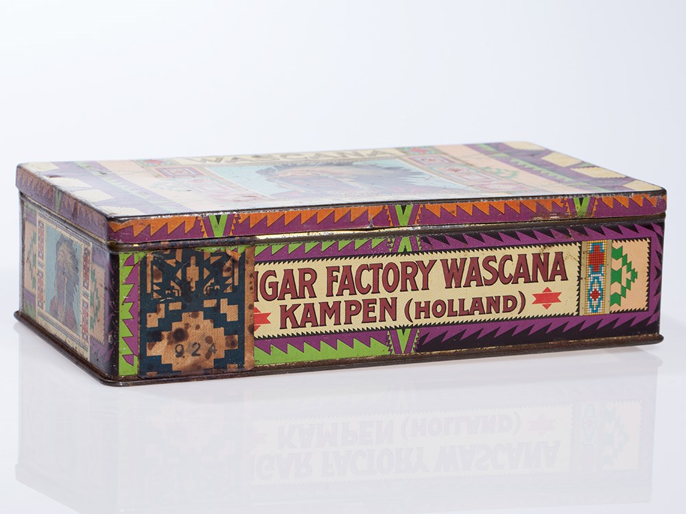 Rare Wascana Cigars Tin Box, Holland, around 1920 Holland, around 1920Lithographed tin with gold - Image 4 of 8