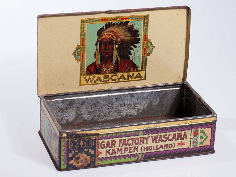 Rare Wascana Cigars Tin Box, Holland, around 1920 Holland, around 1920Lithographed tin with gold - Image 3 of 8