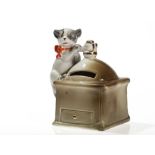 Cute still bank “Coffee mill with cat”, Germany, around 1910 Ceramic, paintedGermany, around