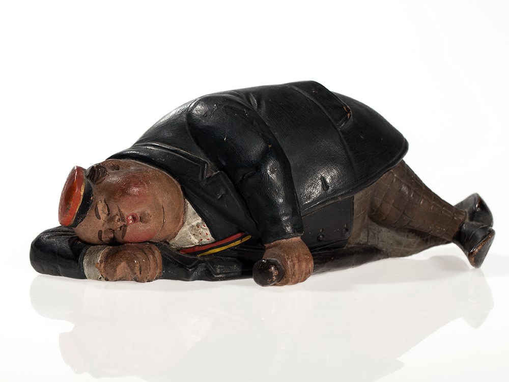 Figural still bank “Sleeping student”, Austria, around 1890 Ceramic, paintedAustria, around