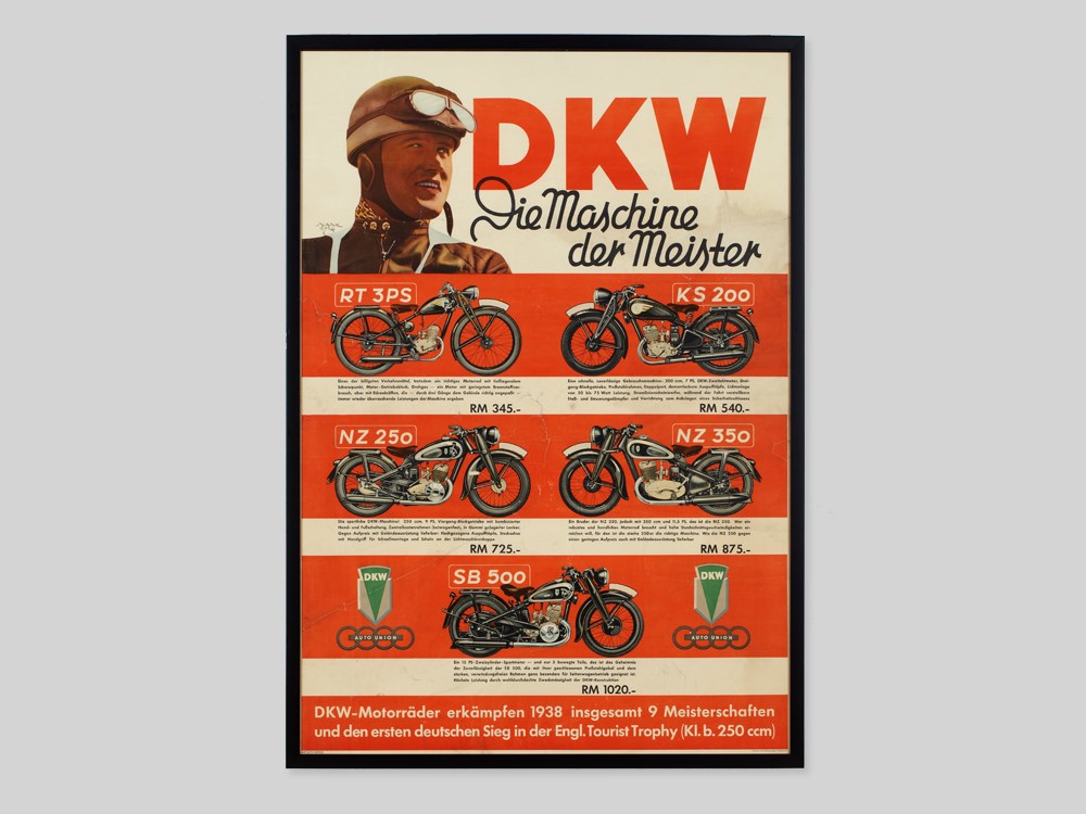 Signed advertising poster DKW motorcycles, 1938/39Germany, 1938/39Offset print on paperSigned - Image 2 of 7