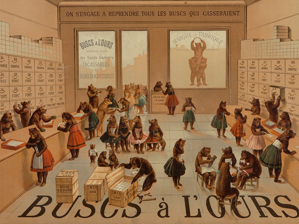 Buscs à L’Ours Poster „Bears Shopping“, France, c. 1910 Colour lithography on paperFrance / Paris,