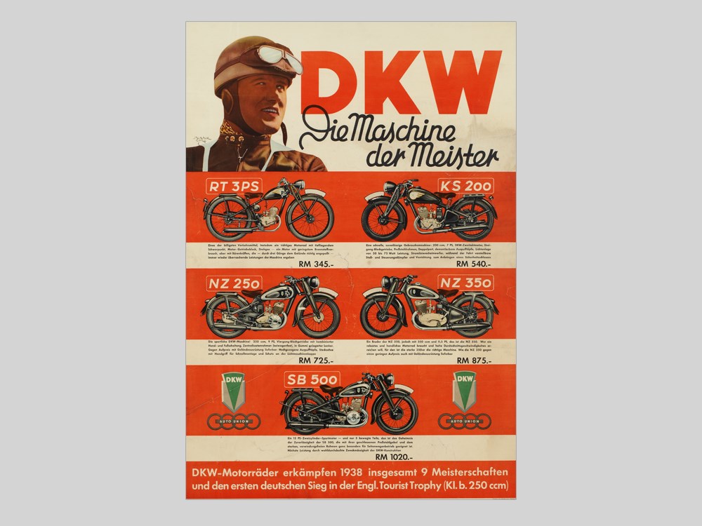 Signed advertising poster DKW motorcycles, 1938/39Germany, 1938/39Offset print on paperSigned - Image 3 of 7