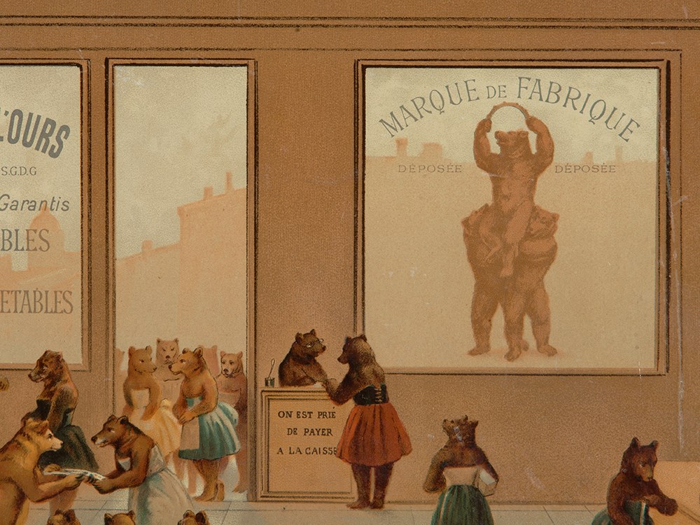 Buscs à L’Ours Poster „Bears Shopping“, France, c. 1910 Colour lithography on paperFrance / Paris, - Image 4 of 8