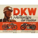 Signed advertising poster DKW motorcycles, 1938/39Germany, 1938/39Offset print on paperSigned
