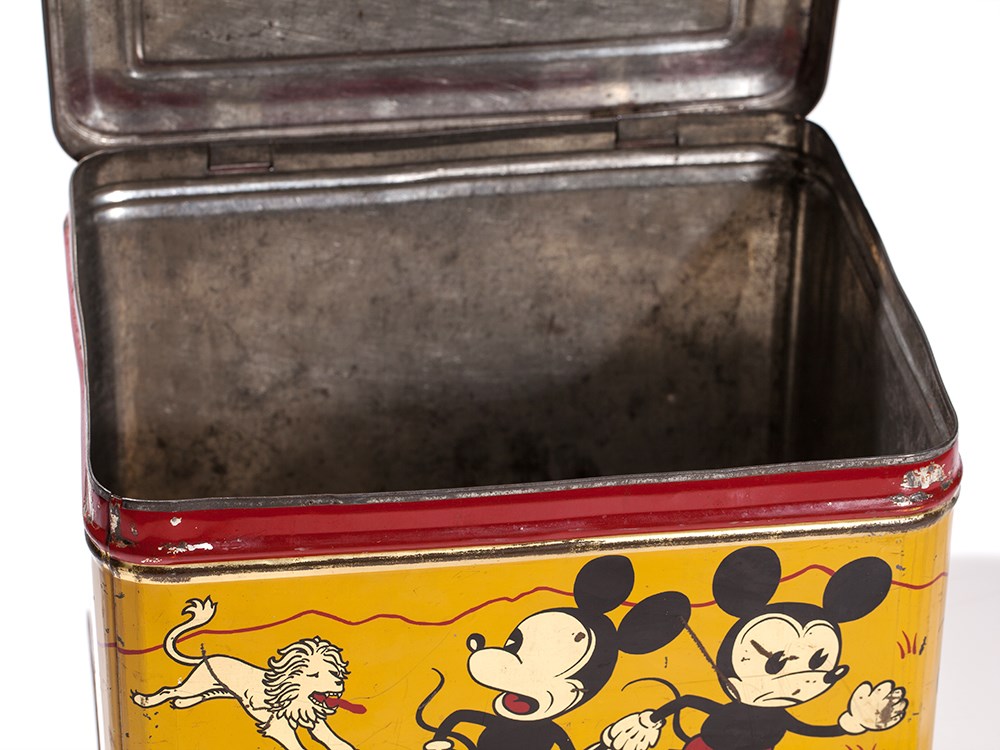 Rare Mickey Mouse Tin Box by Hoffmann, Switzerland, 1930sLithographed tin with gold - Image 6 of 8