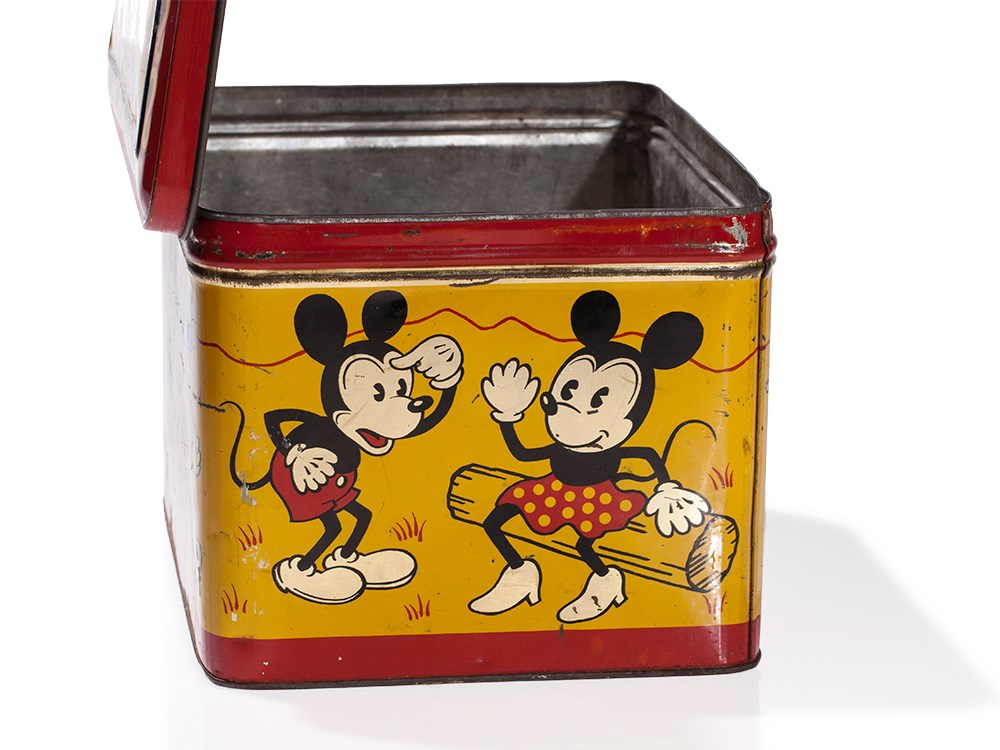 Rare Mickey Mouse Tin Box by Hoffmann, Switzerland, 1930sLithographed tin with gold - Image 5 of 8