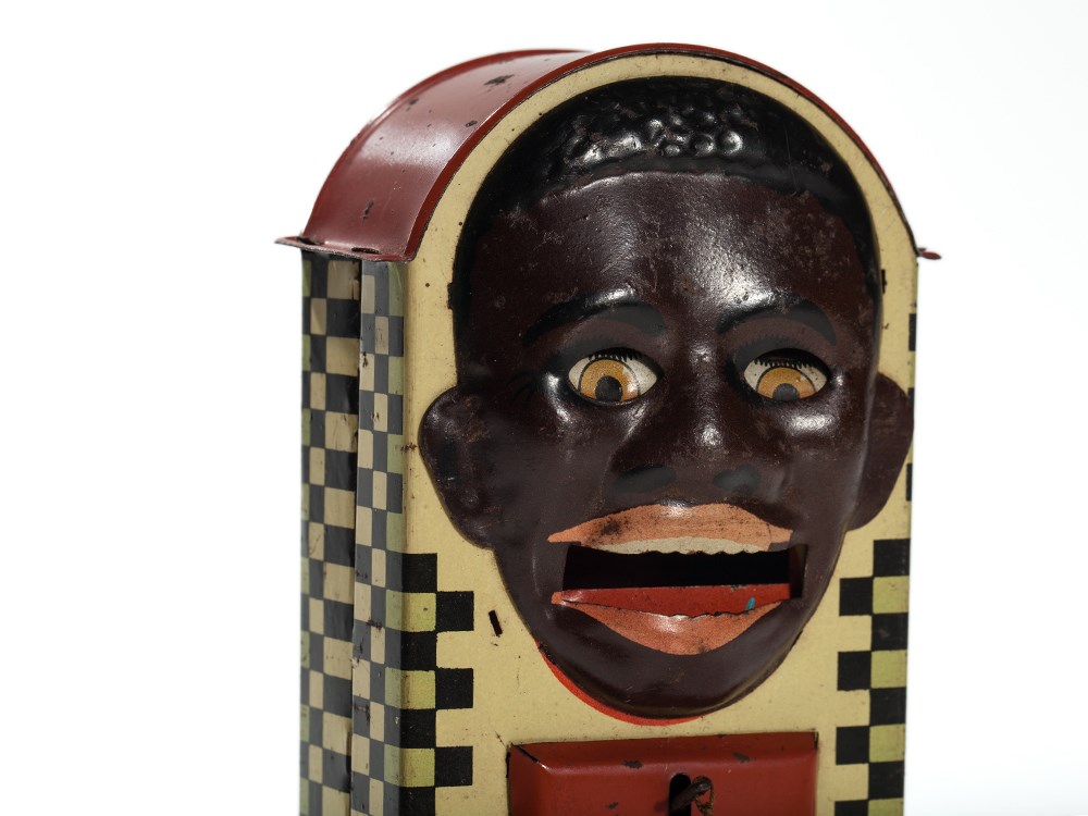 “Jolly Negro” money bank, Saalheimer & Strauß, after 1920 Lithographed tinplateGermany, after - Image 3 of 9