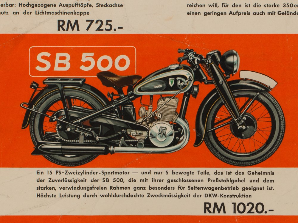 Signed advertising poster DKW motorcycles, 1938/39Germany, 1938/39Offset print on paperSigned - Image 5 of 7