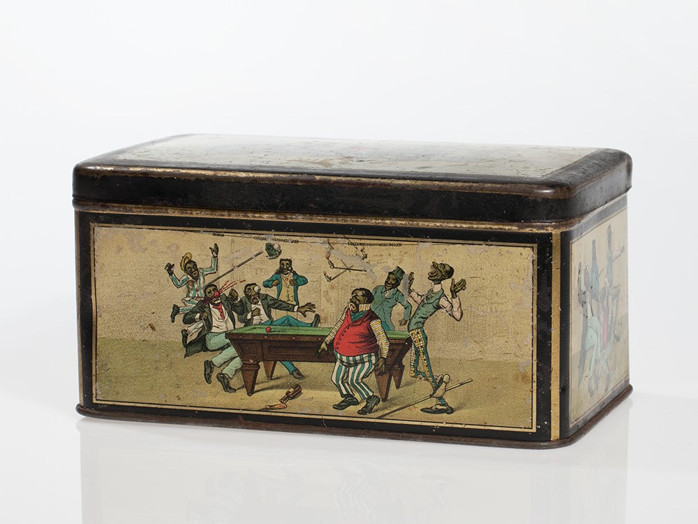 Black Americana Tin Box for Little Folk Pudding, Holland, 1920s Lithographed tinHolland, around - Image 4 of 9
