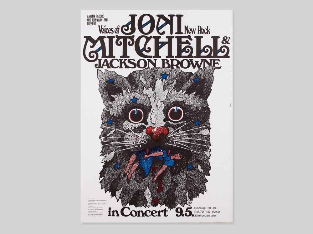 Great concert poster “Joni Mitchell“ by Guenther Kieser, 1972Germany, around 1972Offset print on