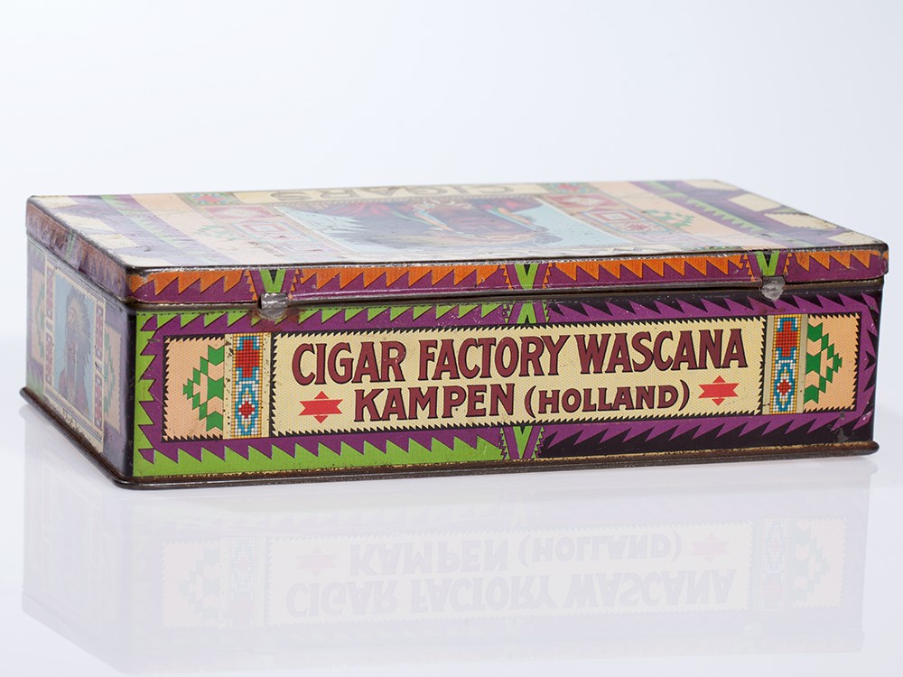 Rare Wascana Cigars Tin Box, Holland, around 1920 Holland, around 1920Lithographed tin with gold - Image 5 of 8