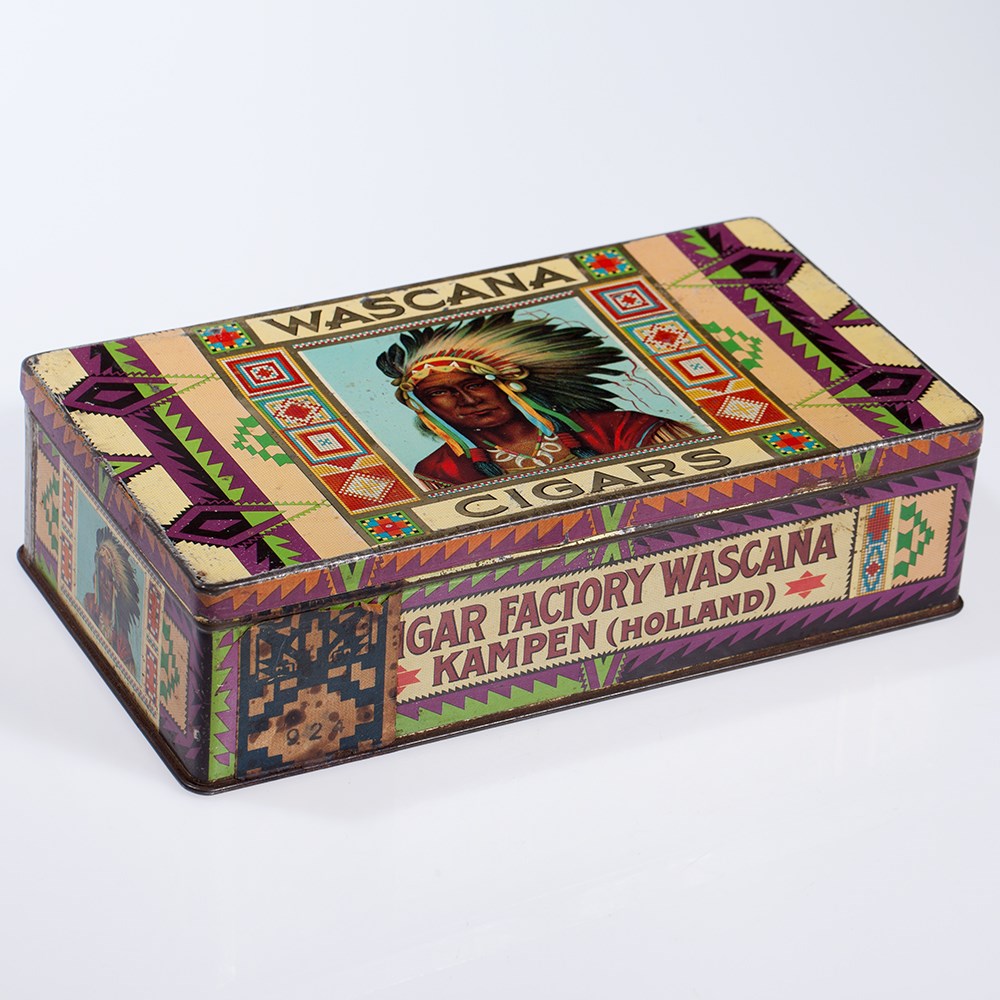 Rare Wascana Cigars Tin Box, Holland, around 1920 Holland, around 1920Lithographed tin with gold - Image 8 of 8