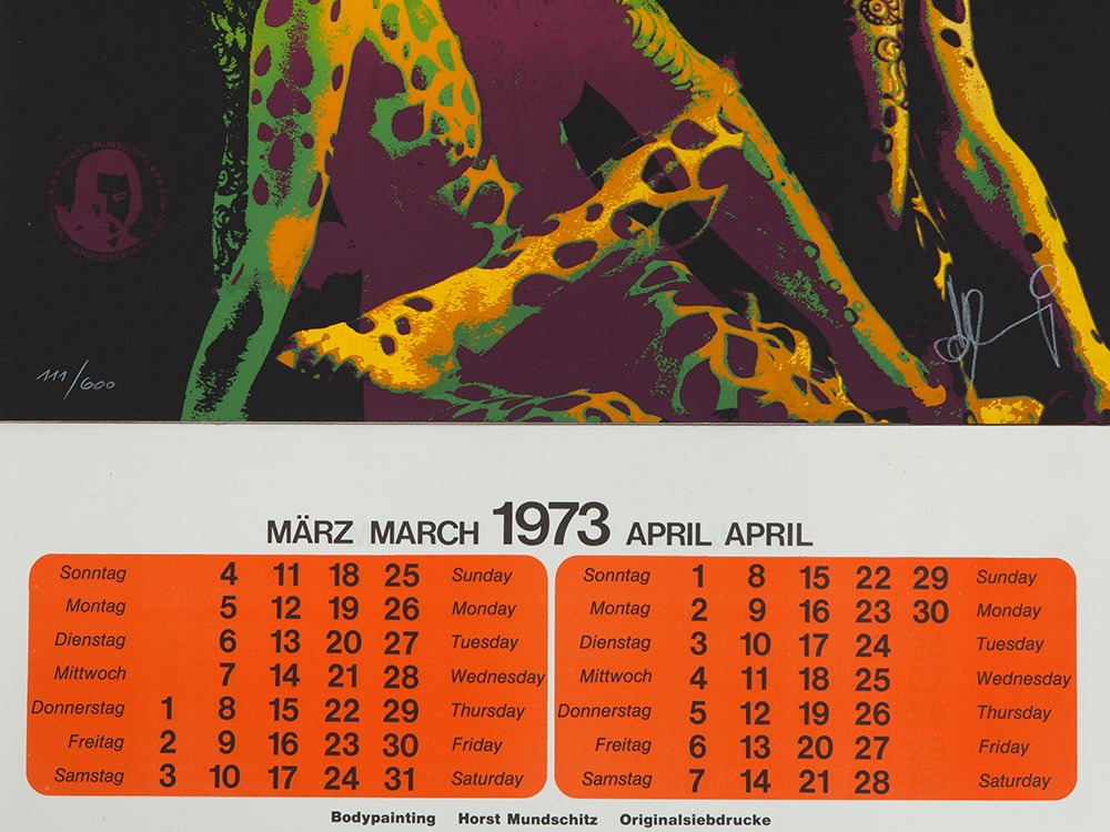 Body Painting Calendar by Horst Mundschitz, Austria, 1973 6 screen prints on paperAustria, 1973Horst - Image 9 of 11