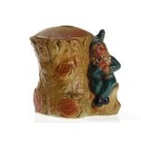 Figural still bank “tree stump with dwarf”, Germany, 1900 Ceramic, paintedGermany, around