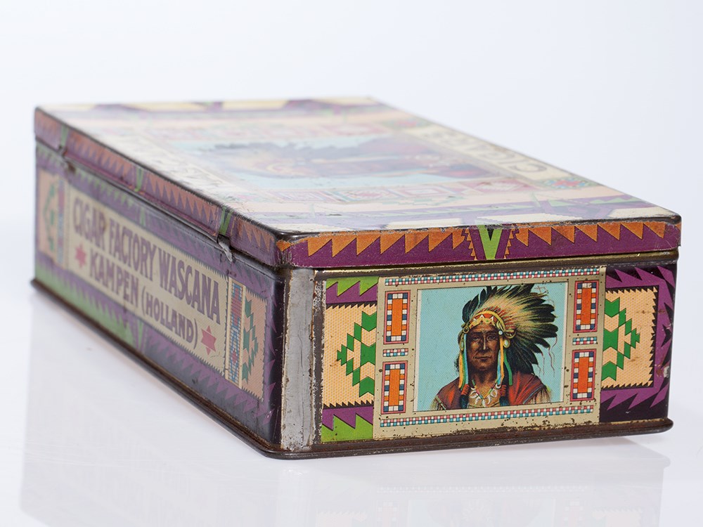 Rare Wascana Cigars Tin Box, Holland, around 1920 Holland, around 1920Lithographed tin with gold - Image 6 of 8