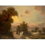 A. Franke, Oil Painting “On the Way Home”, Mid-20th Century Oil on canvasGermany, mid-20th CenturyA.