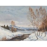 Oil Painting “Winter Landscape”, Walter Fürst, 20th Century Oil on canvasGermany, second half of the