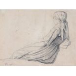 Paul Weber, Pencil Drawing, Woman with Headscarf, c. 1860 Pencil on paperGermany, c. 1860Paul