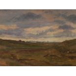 Oil Painting ‘Landscape with Two Cows’, 19th Century Oil on canvas mounted on cardboardDenmark, 19th