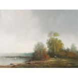 K. Schmidbauer “Romantic Landscape”, Painting, mid-20th Century Oil on canvasGermany, mid-20th