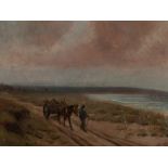 Oil Painting "Horse Carriage in Dunes", 19th/20th C Oil on canvasGermany, 19th/20th CenturyFine