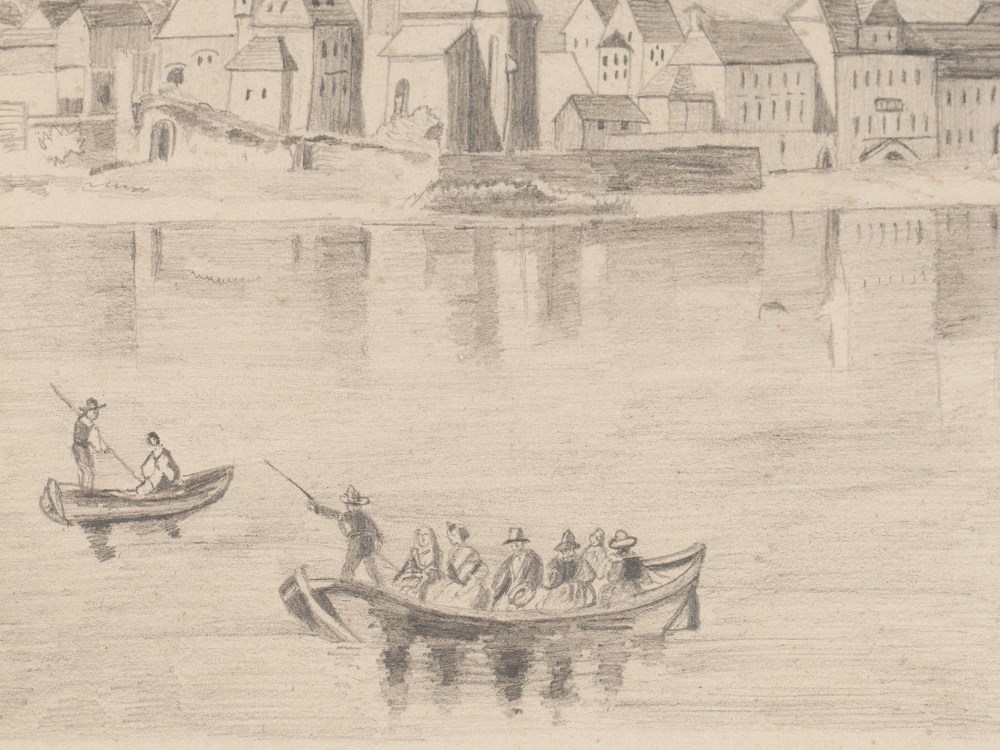 Drawing „Boppard at the Rhein“, Germany, around 1850 Pencil on paperGermany, 1850Appealing view of - Image 5 of 8