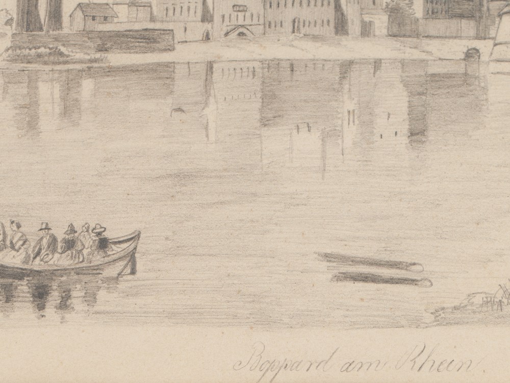 Drawing „Boppard at the Rhein“, Germany, around 1850 Pencil on paperGermany, 1850Appealing view of - Image 4 of 8