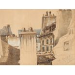 Water colour „Above the rooftops of Paris“, 1874 Watercolor on paperFrance, Paris, 1874Signed, dated