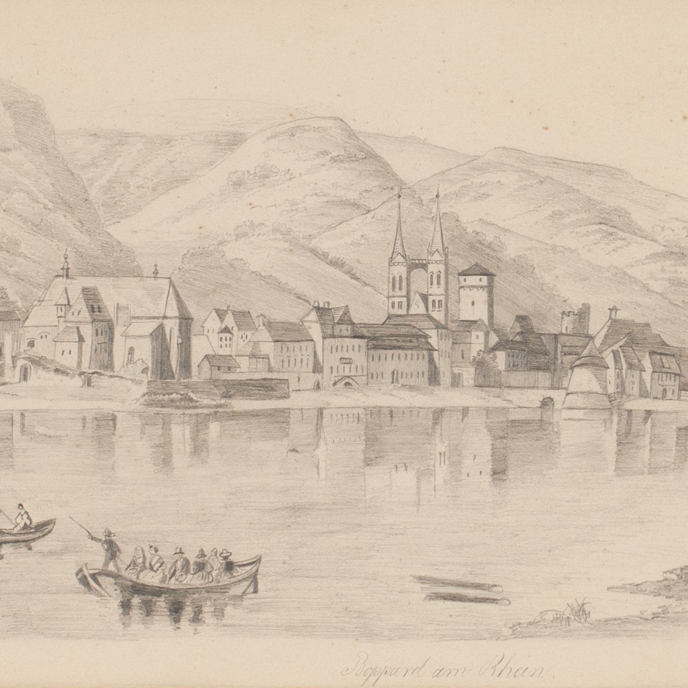 Drawing „Boppard at the Rhein“, Germany, around 1850 Pencil on paperGermany, 1850Appealing view of - Image 8 of 8
