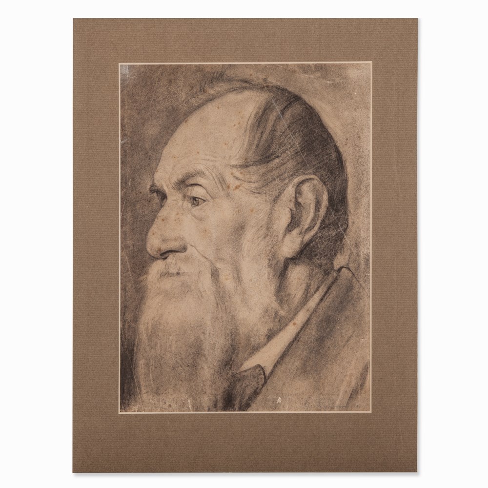 Georg Buchner, Portrait of a Bearded Man, Drawing, 1881 Pencil drawing on paperGermany, 1881Georg - Image 7 of 7
