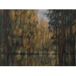 Oil Painting „Forest Lake“ by Jan Banas, Late 20th Century Oil on canvasPoland, late 20th CenturyJan