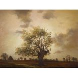 Oil Painting “Autumn Landscape” by Rolf Hank, 20th Century Oil on hardboardGermany, early 21st