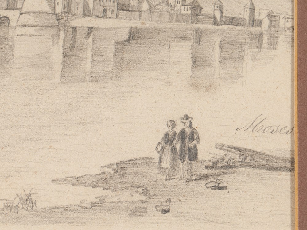 Drawing „Boppard at the Rhein“, Germany, around 1850 Pencil on paperGermany, 1850Appealing view of - Image 3 of 8