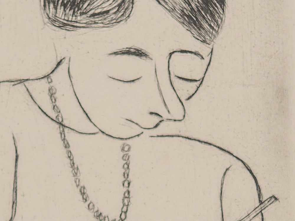 Etching “Young Woman Writing” by B. A. Czóbel, 1920Etching on paperHungary, 1920Béla Adalbert Czóbel - Image 3 of 5