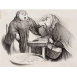 Lithograph “At the Fish Market”, F. Elias, early 19th Century Lithograph on paperGermany, early 19th