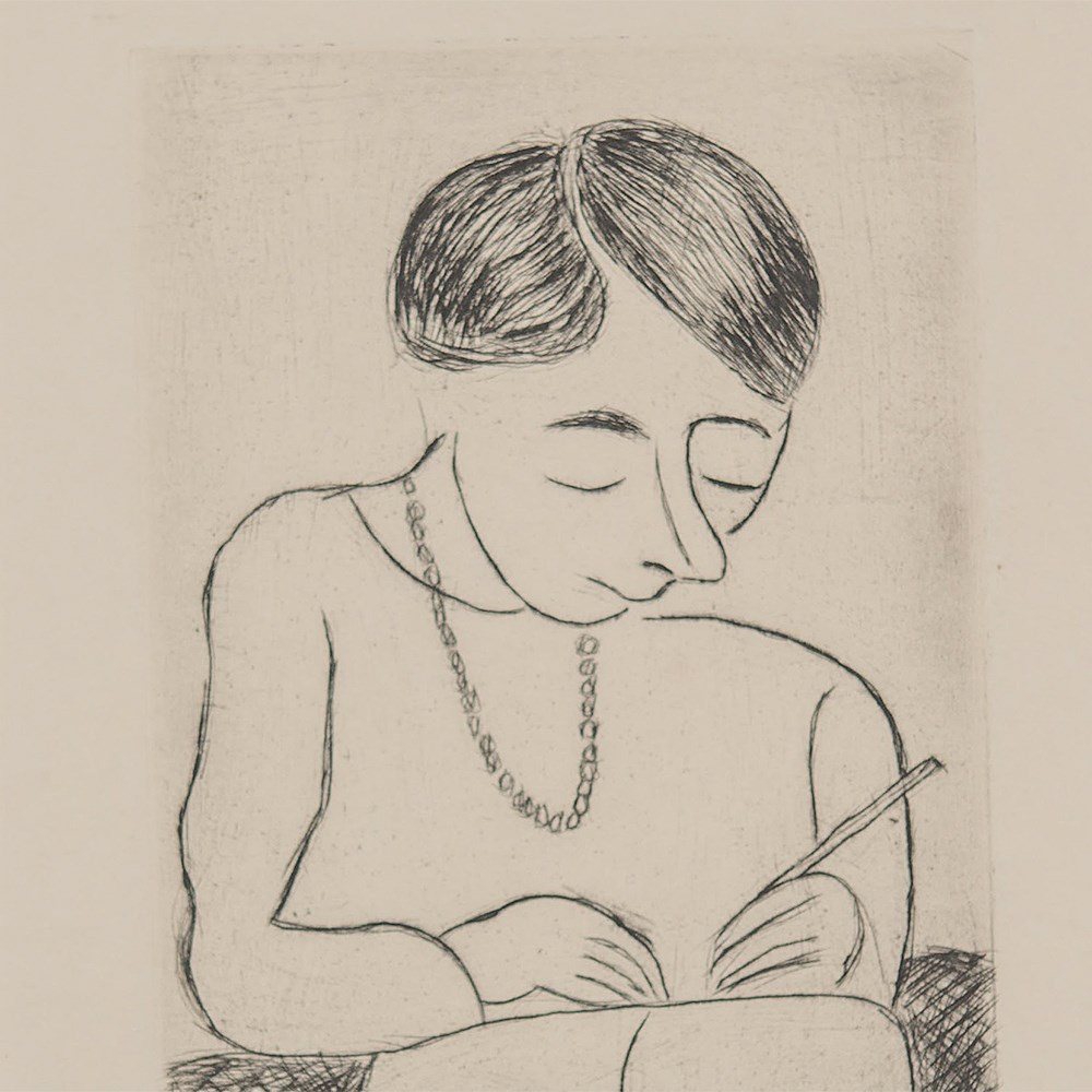Etching “Young Woman Writing” by B. A. Czóbel, 1920Etching on paperHungary, 1920Béla Adalbert Czóbel - Image 5 of 5