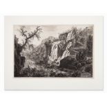 Giovanni Battista Piranesi, Waterfalls Near Tivoli, 18th C. Copper engraving on paper, laid down