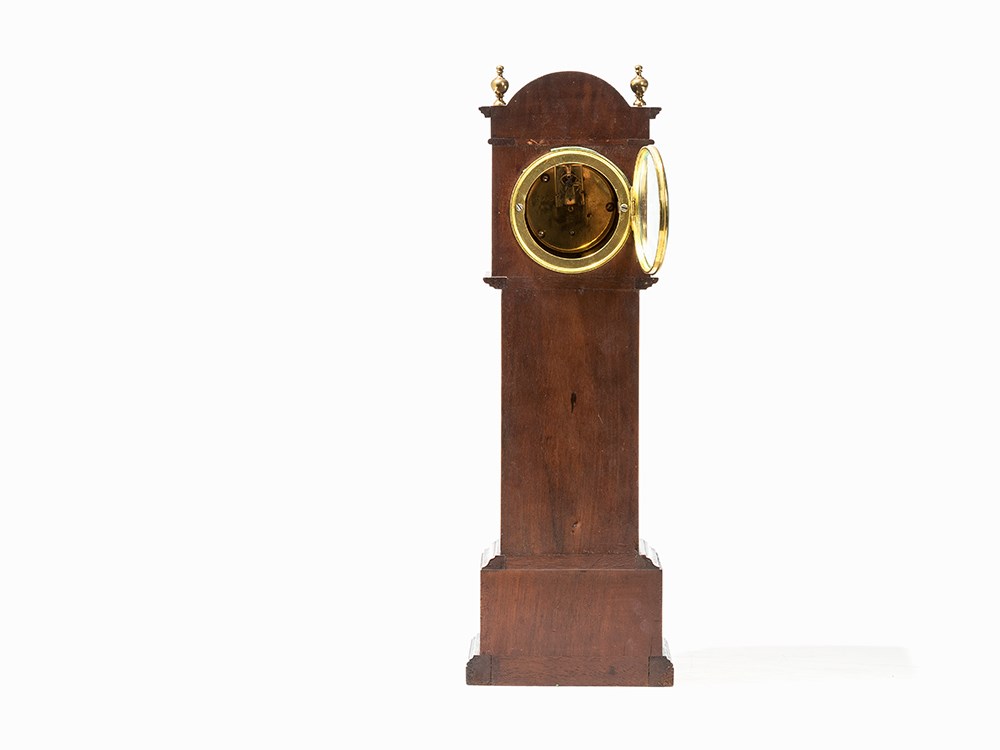 A Charming Mahogany Miniature Longcase Clock, c. 1900 Mahogany, brass, glass, metalpres. France or - Image 9 of 10