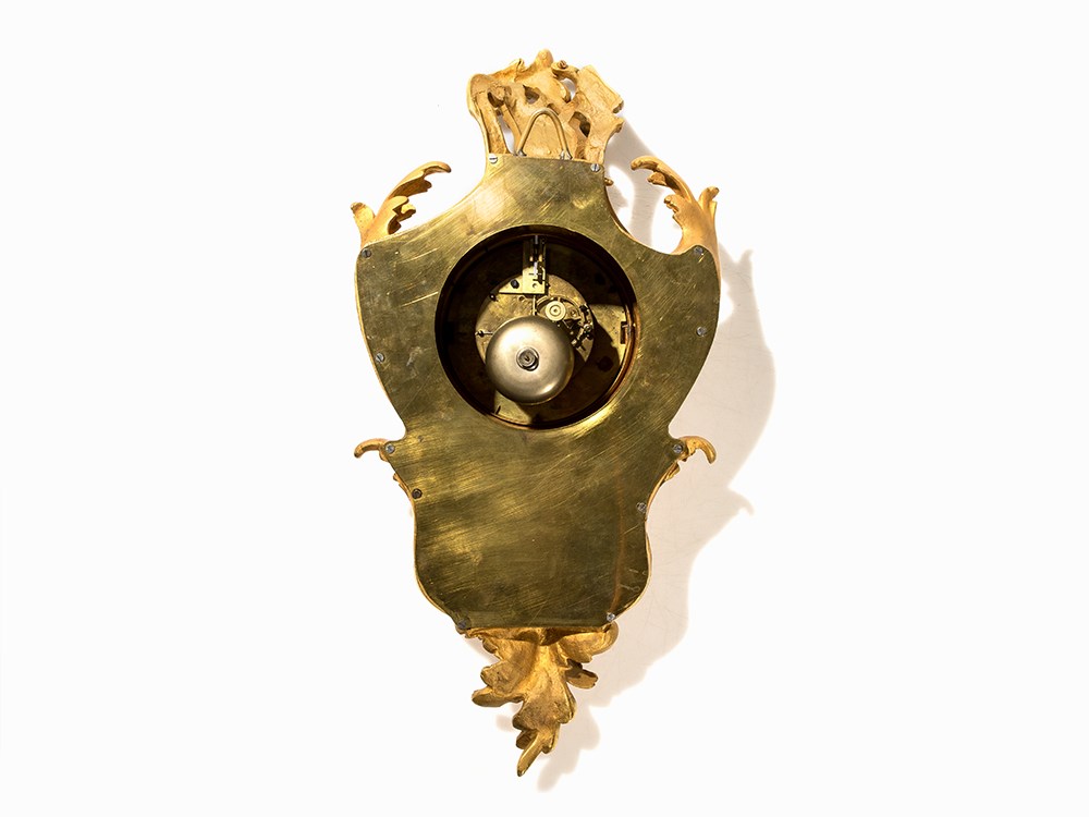 Neorococo Cartel Clock, Marti, France, c. 1875Bronze, gold-plated, brass, metalFrance, c. - Image 5 of 6