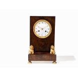 A ‘Retour d’Egypte’ Table Clock with Sphinxes, France, 19th C Softwood body, mahogany veneered,