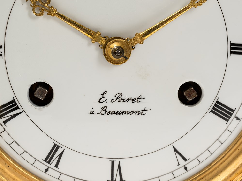 A Neoclassical Mantel Clock ‘E. Poiret A Beaumont’, France 1820 Variously colored marble, bronze, - Image 4 of 8