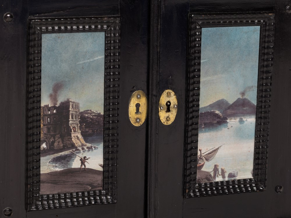 A Baroque Cabinet with Secret Drawer, Southern Germany, 17th C Softwood, ebonized, brass, - Image 6 of 9