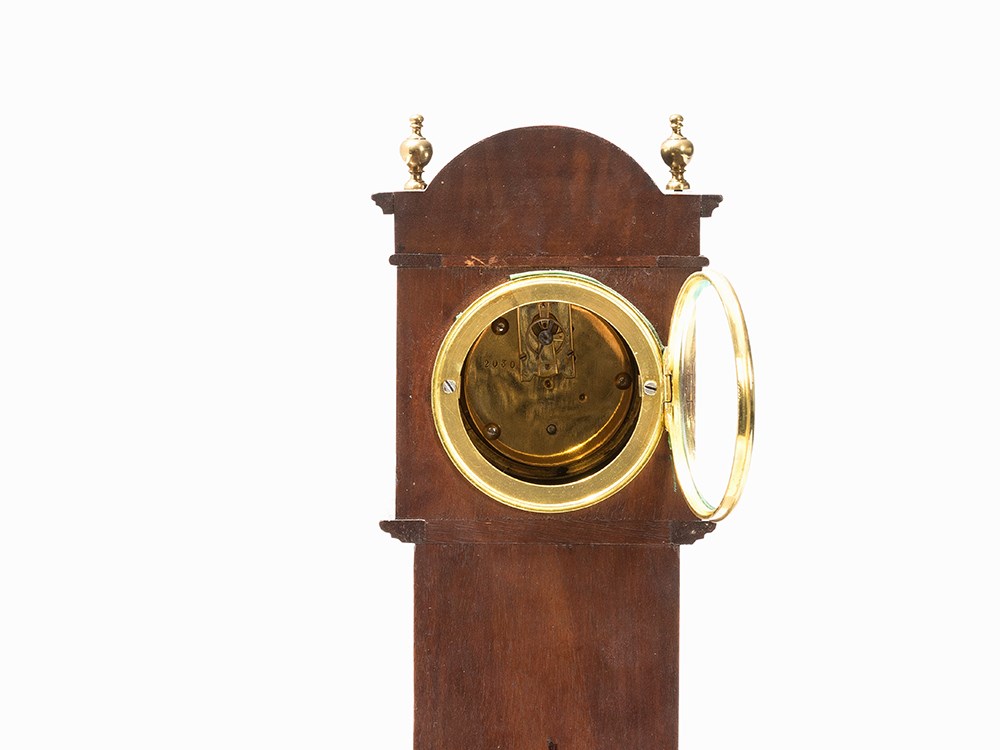 A Charming Mahogany Miniature Longcase Clock, c. 1900 Mahogany, brass, glass, metalpres. France or - Image 3 of 10